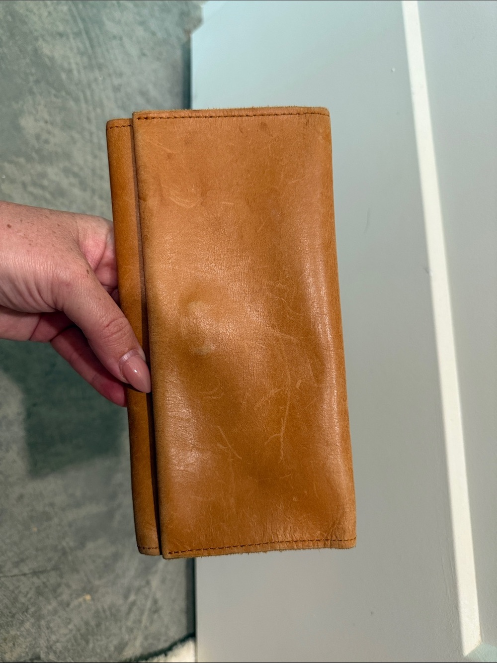 Able Leather Clutch Wallet in Cognac